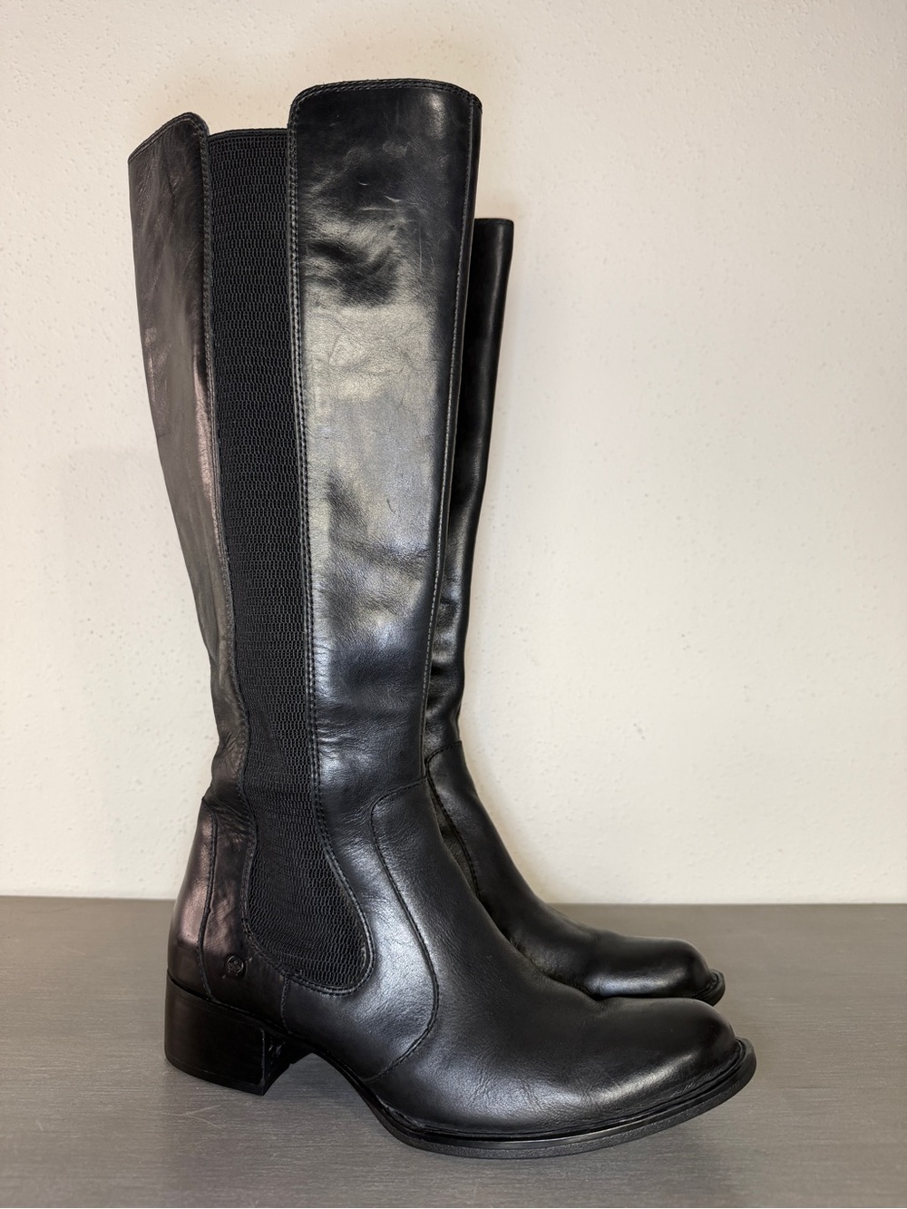 Born Black Leather Knee High Boots Women 8.5 Riding Equestrian Classic Fall